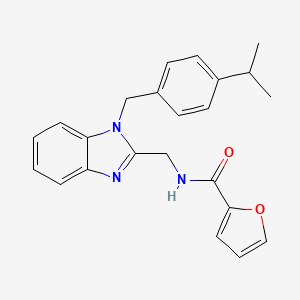 molecular formula C23H23N3O2 B2618876 N-[[1-[(4-propan-2-ylphenyl)methyl]benzimidazol-2-yl]methyl]furan-2-carboxamide CAS No. 920115-40-8