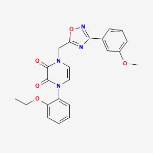 molecular formula C22H20N4O5 B2618952 1-(2-ethoxyphenyl)-4-((3-(3-methoxyphenyl)-1,2,4-oxadiazol-5-yl)methyl)pyrazine-2,3(1H,4H)-dione CAS No. 1251619-35-8