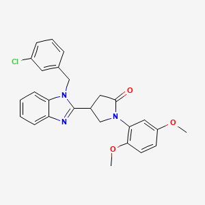 molecular formula C26H24ClN3O3 B2618988 4-{1-[(3-chlorophenyl)methyl]-1H-1,3-benzodiazol-2-yl}-1-(2,5-dimethoxyphenyl)pyrrolidin-2-one CAS No. 862828-66-8