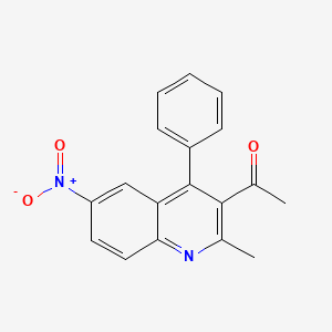 molecular formula C18H14N2O3 B2619026 1-(2-Methyl-6-nitro-4-phenylquinolin-3-yl)ethanone CAS No. 312750-41-7