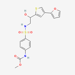 molecular formula C18H18N2O6S2 B2619027 methyl N-[4-({2-[4-(furan-2-yl)thiophen-2-yl]-2-hydroxyethyl}sulfamoyl)phenyl]carbamate CAS No. 2379996-99-1