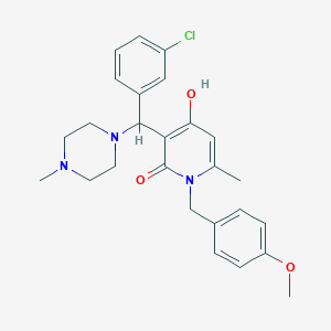 molecular formula C26H30ClN3O3 B2619034 3-((3-chlorophenyl)(4-methylpiperazin-1-yl)methyl)-4-hydroxy-1-(4-methoxybenzyl)-6-methylpyridin-2(1H)-one CAS No. 939238-11-6