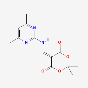 molecular formula C13H15N3O4 B2619084 5-(((4,6-Dimethylpyrimidin-2-YL)amino)methylene)-2,2-dimethyl-1,3-dioxane-4,6-dione CAS No. 25063-71-2