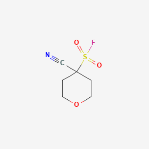 molecular formula C6H8FNO3S B2619091 4-Cyanooxane-4-sulfonyl fluoride CAS No. 2287298-12-6