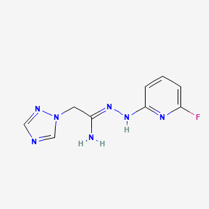 molecular formula C9H10FN7 B2619097 N-[(6-fluoropyridin-2-yl)amino]-2-(1H-1,2,4-triazol-1-yl)ethanimidamide CAS No. 477852-46-3