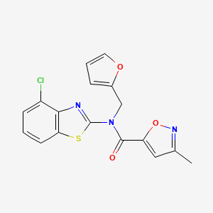molecular formula C17H12ClN3O3S B2619116 N-(4-chlorobenzo[d]thiazol-2-yl)-N-(furan-2-ylmethyl)-3-methylisoxazole-5-carboxamide CAS No. 953234-12-3