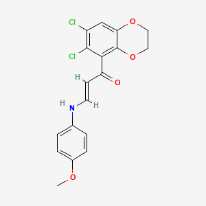 (E)-1-(6,7-dichloro-2,3-dihydro-1,4-benzodioxin-5-yl)-3-(4-methoxyanilino)prop-2-en-1-one