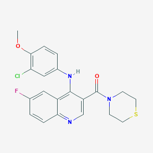 molecular formula C21H19ClFN3O2S B2619151 N-(3-CHLORO-4-METHOXYPHENYL)-6-FLUORO-3-(THIOMORPHOLINE-4-CARBONYL)QUINOLIN-4-AMINE CAS No. 1358886-42-6