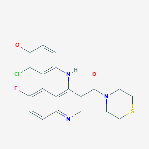 (4-((3-Chloro-4-methoxyphenyl)amino)-6-fluoroquinolin-3-yl)(thiomorpholino)methanone