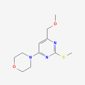 molecular formula C11H17N3O2S B2619154 4-[6-(Methoxymethyl)-2-(methylsulfanyl)-4-pyrimidinyl]morpholine CAS No. 338748-03-1