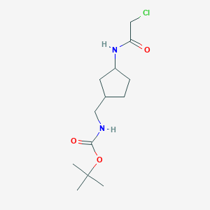 molecular formula C13H23ClN2O3 B2619158 Tert-butyl N-[[3-[(2-chloroacetyl)amino]cyclopentyl]methyl]carbamate CAS No. 2411244-95-4