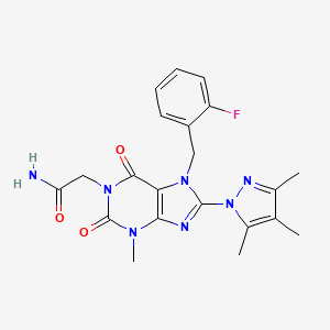 B2619198 2-(7-(2-fluorobenzyl)-3-methyl-2,6-dioxo-8-(3,4,5-trimethyl-1H-pyrazol-1-yl)-2,3,6,7-tetrahydro-1H-purin-1-yl)acetamide CAS No. 1014053-06-5