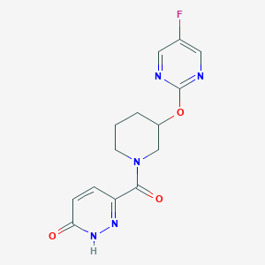 molecular formula C14H14FN5O3 B2619211 6-(3-((5-fluoropyrimidin-2-yl)oxy)piperidine-1-carbonyl)pyridazin-3(2H)-one CAS No. 2175978-93-3