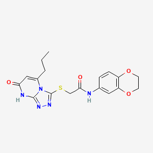 N-(2,3-dihydrobenzo[b][1,4]dioxin-6-yl)-2-((7-oxo-5-propyl-7,8-dihydro-[1,2,4]triazolo[4,3-a]pyrimidin-3-yl)thio)acetamide