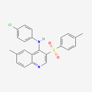 molecular formula C23H19ClN2O2S B2619266 N-(4-CHLOROPHENYL)-6-METHYL-3-(4-METHYLBENZENESULFONYL)QUINOLIN-4-AMINE CAS No. 895647-49-1