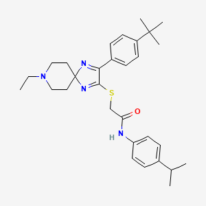 molecular formula C30H40N4OS B2619293 2-{[3-(4-tert-butylphenyl)-8-ethyl-1,4,8-triazaspiro[4.5]deca-1,3-dien-2-yl]sulfanyl}-N-[4-(propan-2-yl)phenyl]acetamide CAS No. 1189994-35-1