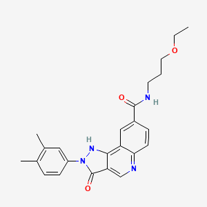 molecular formula C24H26N4O3 B2619326 2-(3,4-dimethylphenyl)-N-(3-ethoxypropyl)-3-oxo-2H,3H,5H-pyrazolo[4,3-c]quinoline-8-carboxamide CAS No. 1251702-99-4