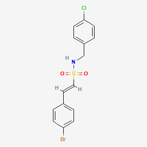 molecular formula C15H13BrClNO2S B2619335 (E)-2-(4-bromophenyl)-N-[(4-chlorophenyl)methyl]ethene-1-sulfonamide CAS No. 339018-29-0