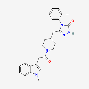 molecular formula C26H29N5O2 B2619356 3-((1-(2-(1-methyl-1H-indol-3-yl)acetyl)piperidin-4-yl)methyl)-4-(o-tolyl)-1H-1,2,4-triazol-5(4H)-one CAS No. 2034364-58-2