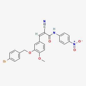 molecular formula C24H18BrN3O5 B2619364 (Z)-3-[3-[(4-Bromophenyl)methoxy]-4-methoxyphenyl]-2-cyano-N-(4-nitrophenyl)prop-2-enamide CAS No. 522604-01-9