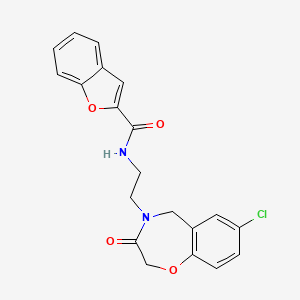molecular formula C20H17ClN2O4 B2619369 N-(2-(7-chloro-3-oxo-2,3-dihydrobenzo[f][1,4]oxazepin-4(5H)-yl)ethyl)benzofuran-2-carboxamide CAS No. 2034457-17-3