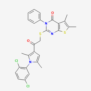 2-[2-[1-(2,5-Dichlorophenyl)-2,5-dimethylpyrrol-3-yl]-2-oxoethyl]sulfanyl-5,6-dimethyl-3-phenylthieno[2,3-d]pyrimidin-4-one
