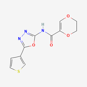 N-(5-(thiophen-3-yl)-1,3,4-oxadiazol-2-yl)-5,6-dihydro-1,4-dioxine-2-carboxamide