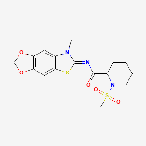 (E)-N-(7-methyl-[1,3]dioxolo[4',5':4,5]benzo[1,2-d]thiazol-6(7H)-ylidene)-1-(methylsulfonyl)piperidine-2-carboxamide