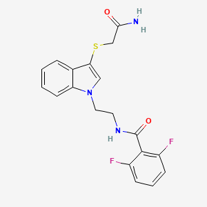 molecular formula C19H17F2N3O2S B2619405 N-(2-{3-[(carbamoylmethyl)sulfanyl]-1H-indol-1-yl}ethyl)-2,6-difluorobenzamide CAS No. 851714-66-4