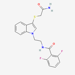 N-[2-[3-(2-amino-2-oxoethyl)sulfanylindol-1-yl]ethyl]-2,6-difluorobenzamide