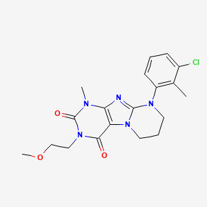 molecular formula C19H22ClN5O3 B2619419 9-(3-chloro-2-methylphenyl)-3-(2-methoxyethyl)-1-methyl-6,7,8,9-tetrahydropyrimido[2,1-f]purine-2,4(1H,3H)-dione CAS No. 876900-25-3