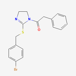 1-[2-[(4-Bromophenyl)methylsulfanyl]-4,5-dihydroimidazol-1-yl]-2-phenylethanone