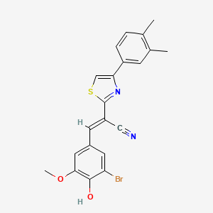 (E)-3-(3-bromo-4-hydroxy-5-methoxyphenyl)-2-(4-(3,4-dimethylphenyl)thiazol-2-yl)acrylonitrile