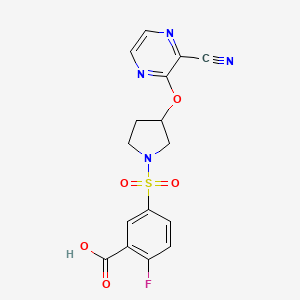 5-((3-((3-Cyanopyrazin-2-yl)oxy)pyrrolidin-1-yl)sulfonyl)-2-fluorobenzoic acid
