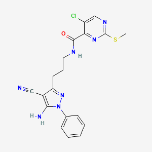 N-[3-(5-amino-4-cyano-1-phenyl-1H-pyrazol-3-yl)propyl]-5-chloro-2-(methylsulfanyl)pyrimidine-4-carboxamide