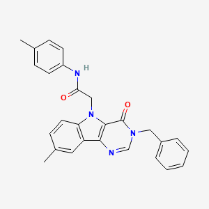 molecular formula C27H24N4O2 B2619471 2-{3-benzyl-8-methyl-4-oxo-3H,4H,5H-pyrimido[5,4-b]indol-5-yl}-N-(4-methylphenyl)acetamide CAS No. 1189495-24-6