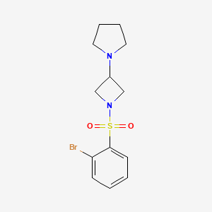 molecular formula C13H17BrN2O2S B2619474 1-[1-(2-Bromobenzenesulfonyl)azetidin-3-yl]pyrrolidine CAS No. 2320536-25-0