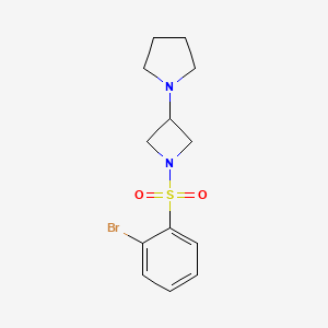 molecular formula C13H17BrN2O2S B2619474 1-[1-(2-Bromophenyl)sulfonylazetidin-3-yl]pyrrolidine CAS No. 2320536-25-0