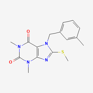 molecular formula C16H18N4O2S B2619476 1,3-dimethyl-7-(3-methylbenzyl)-8-(methylthio)-1H-purine-2,6(3H,7H)-dione CAS No. 377062-86-7