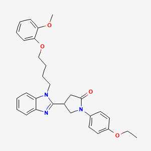 molecular formula C30H33N3O4 B2619480 1-(4-ethoxyphenyl)-4-{1-[4-(2-methoxyphenoxy)butyl]-1H-1,3-benzodiazol-2-yl}pyrrolidin-2-one CAS No. 874615-69-7