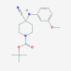 molecular formula C18H25N3O3 B2619483 tert-Butyl 4-cyano-4-((3-methoxyphenyl)amino)piperidine-1-carboxylate CAS No. 2208747-54-8