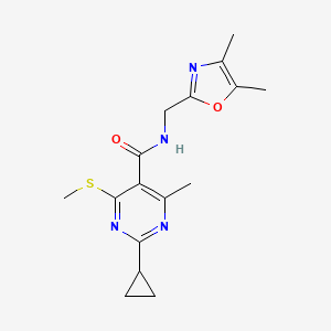 2-cyclopropyl-N-[(4,5-dimethyl-1,3-oxazol-2-yl)methyl]-4-methyl-6-(methylsulfanyl)pyrimidine-5-carboxamide