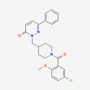 molecular formula C24H24ClN3O3 B2619533 2-{[1-(5-Chloro-2-methoxybenzoyl)piperidin-4-yl]methyl}-6-phenyl-2,3-dihydropyridazin-3-one CAS No. 2097899-87-9