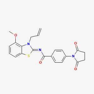 molecular formula C22H19N3O4S B2619538 (Z)-N-(3-allyl-4-methoxybenzo[d]thiazol-2(3H)-ylidene)-4-(2,5-dioxopyrrolidin-1-yl)benzamide CAS No. 1322201-81-9