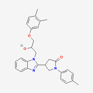 molecular formula C29H31N3O3 B2619539 4-(1-(3-(3,4-dimethylphenoxy)-2-hydroxypropyl)-1H-benzo[d]imidazol-2-yl)-1-(p-tolyl)pyrrolidin-2-one CAS No. 1111062-74-8