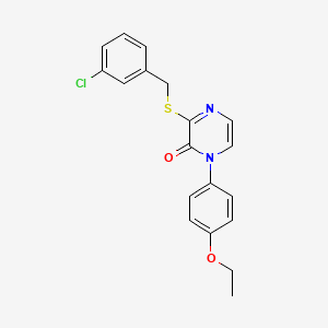 molecular formula C19H17ClN2O2S B2619545 3-((3-chlorobenzyl)thio)-1-(4-ethoxyphenyl)pyrazin-2(1H)-one CAS No. 946372-76-5
