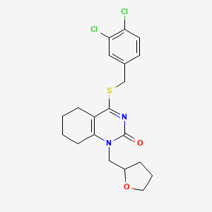 molecular formula C20H22Cl2N2O2S B2619550 4-((3,4-dichlorobenzyl)thio)-1-((tetrahydrofuran-2-yl)methyl)-5,6,7,8-tetrahydroquinazolin-2(1H)-one CAS No. 899756-64-0