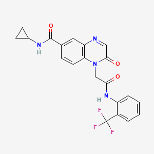 molecular formula C21H17F3N4O3 B2619551 N-cyclopropyl-2-oxo-1-({[2-(trifluoromethyl)phenyl]carbamoyl}methyl)-1,2-dihydroquinoxaline-6-carboxamide CAS No. 1251599-62-8