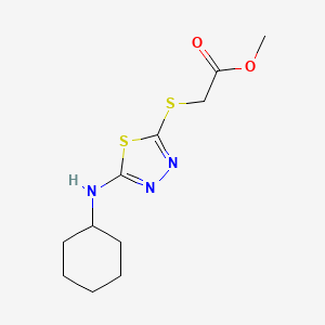 molecular formula C11H17N3O2S2 B2619552 Methyl 2-{[5-(cyclohexylamino)-1,3,4-thiadiazol-2-yl]sulfanyl}acetate CAS No. 1180571-51-0