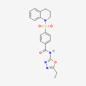 molecular formula C20H20N4O4S B2619555 4-(3,4-dihydro-2H-quinolin-1-ylsulfonyl)-N-(5-ethyl-1,3,4-oxadiazol-2-yl)benzamide CAS No. 850935-69-2